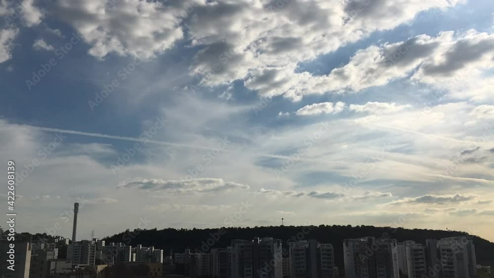 Clouds flowing through the sky Timelaps Cityline Landscape Clouds flowing through the sky Timelaps Cityline Landscape