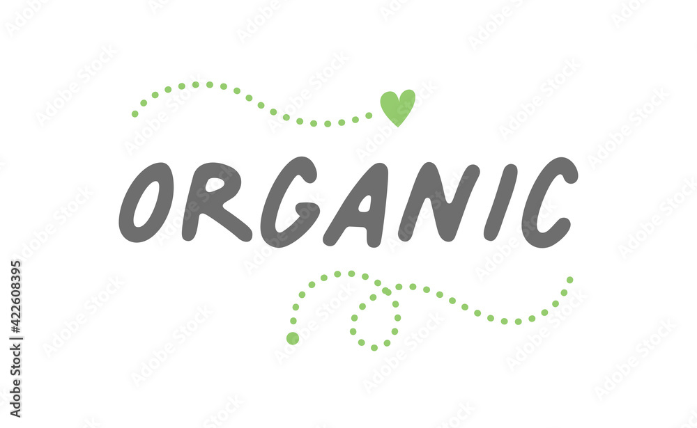 Organic lettering. Hand drawn word organic. Logo template for organic products, healthy food markets.