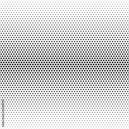 Halftone dot. Fade gradient. Seamless pattern. Background dots. Point noise texture. Overlay effect. Gradation opacity transition. Half tone polka. Pop art design. Dotted poka. Polkadot patern. Vector