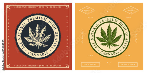 Cannabis retro vintage badge logotype template
