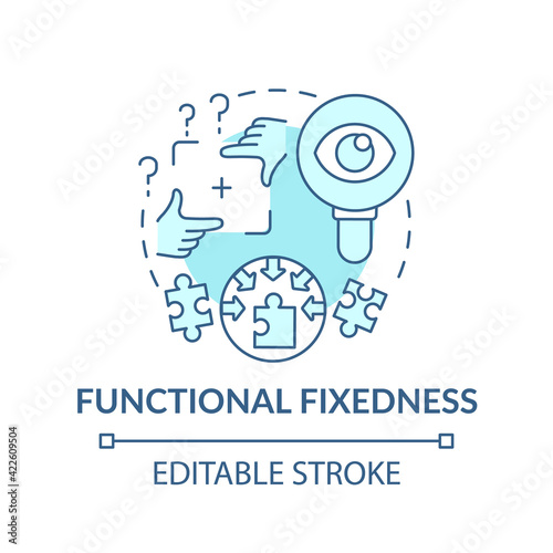 Functional fixedness blue concept icon. Cognitive bias. Limit in critical thinking. Mental block problem idea thin line illustration. Vector isolated outline RGB color drawing. Editable stroke