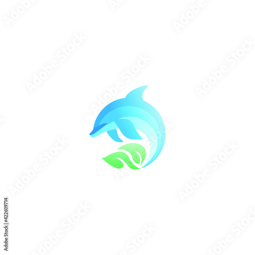 Vector illustration of a dolphin logo icon
