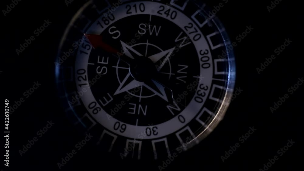 Compass rotating on a dark background.4K Compass rotating on a dark background.4K