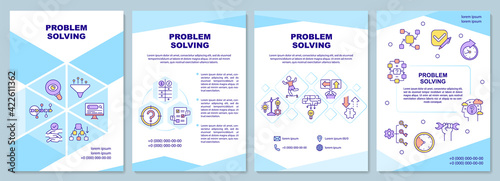 Problem solving brochure template. Strategies of creative thinking. Flyer, booklet, leaflet print, cover design with linear icons. Vector layouts for presentation, annual reports, advertisement pages