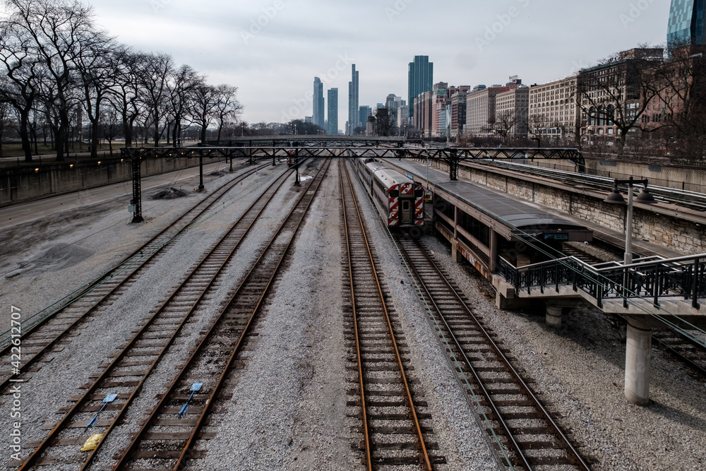 railroad tracks in the morning