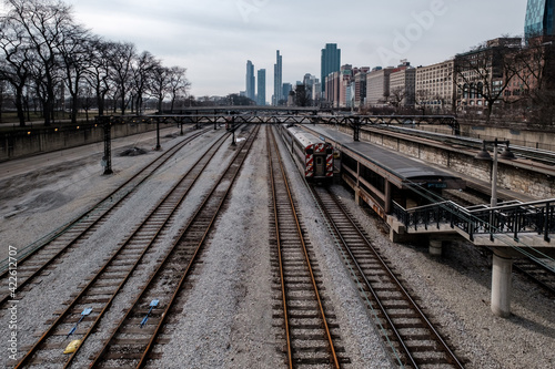 railroad tracks in the morning
