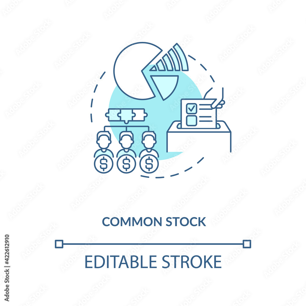 Common stock concept icon. Stock type idea thin line illustration. Holders in public corporations. Corporate equity ownership. Vector isolated outline RGB color drawing. Editable stroke