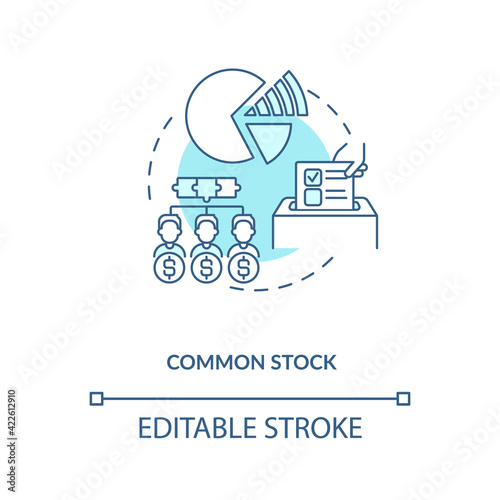 Common stock concept icon. Stock type idea thin line illustration. Holders in public corporations. Corporate equity ownership. Vector isolated outline RGB color drawing. Editable stroke