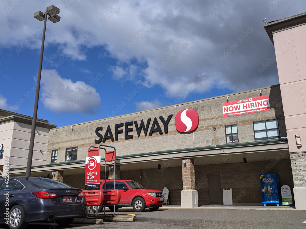 Kirkland, WA USA - circa March 2021: Street view of a Safeway grocery ...