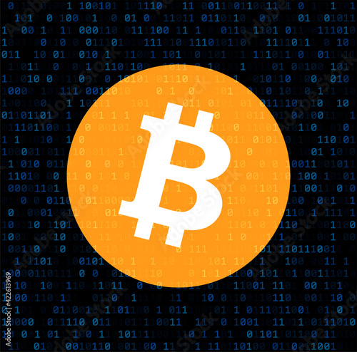 Bitcoin cryptocurrency. Abstract binary background.
