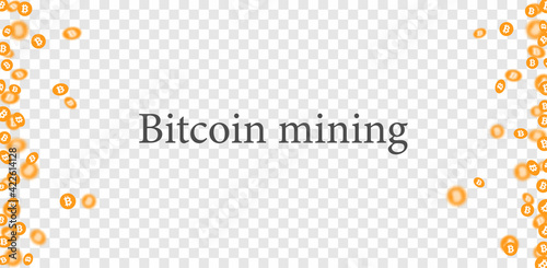 Orange Bitcoin mining confetti frame.