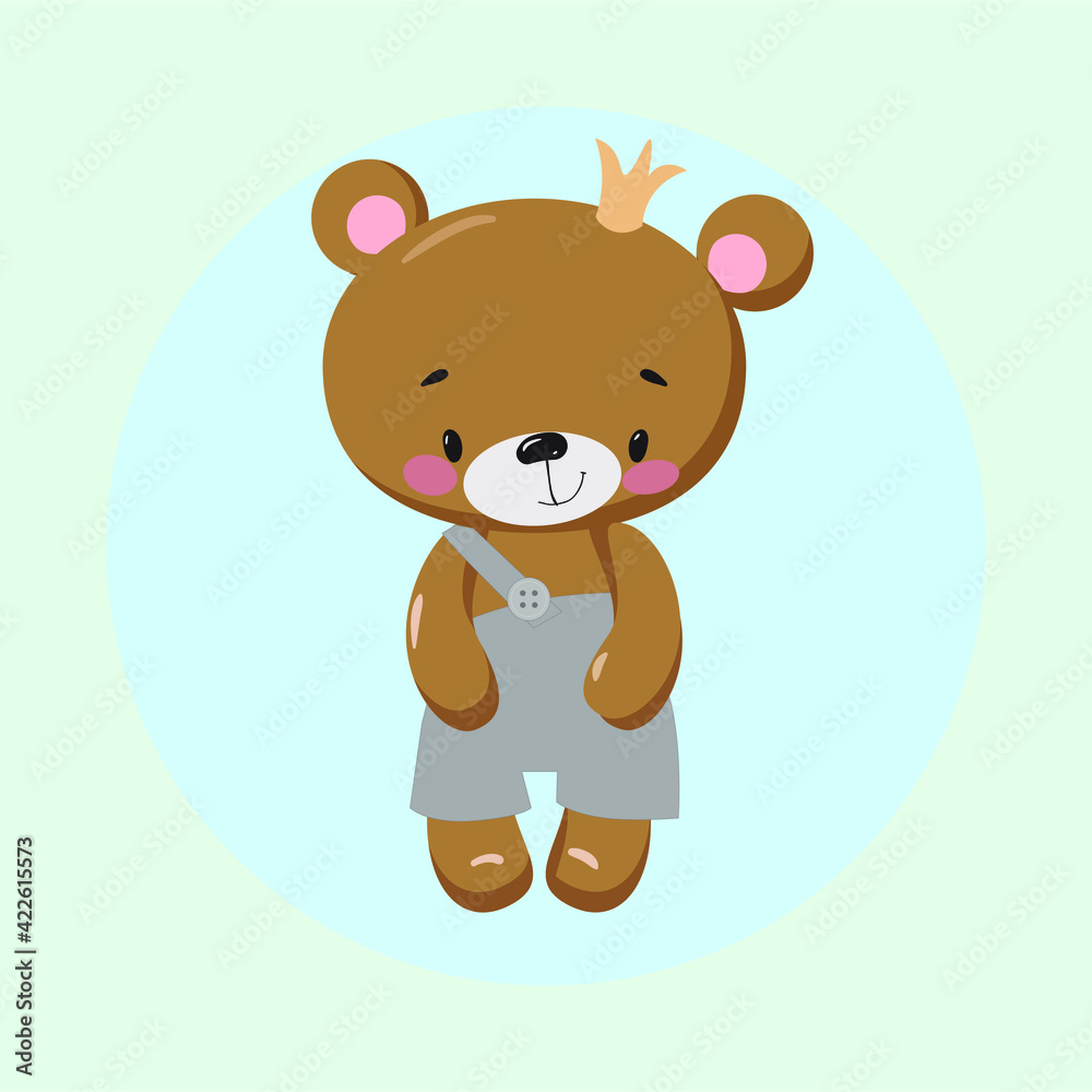 Obraz premium Сute teddy bear in panties with a crown on his head 