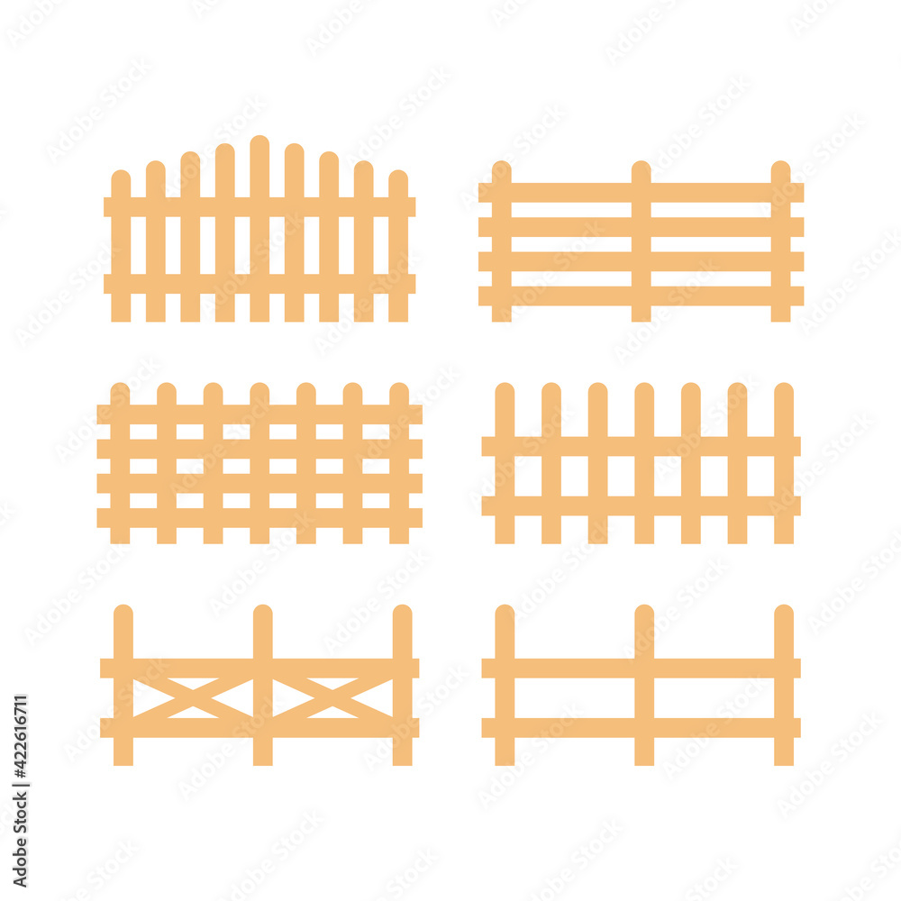 Set of wooden fences isolated on a white background. Vector illustration Set of wooden fences isolated on a white background. Vector illustration