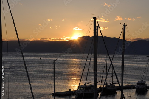 Fototapeta Naklejka Na Ścianę i Meble -  Sunset in the harbor of Kraljevica, Croatia