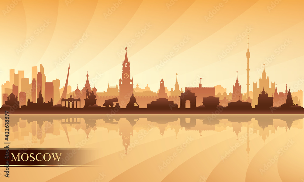 Moscow city skyline silhouette background