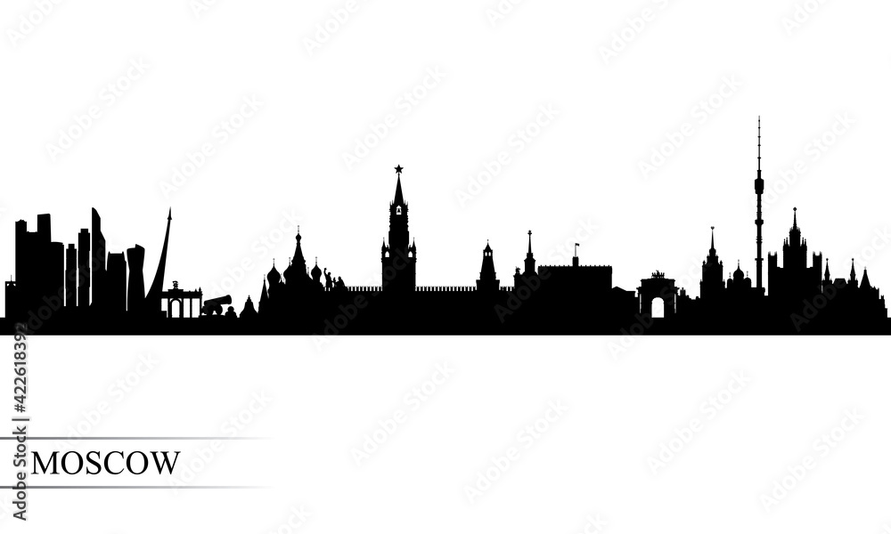 Moscow city skyline silhouette background