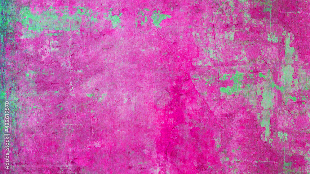 Abstract colorful pink green colored painted rustic grunge paper concrete stone texture background