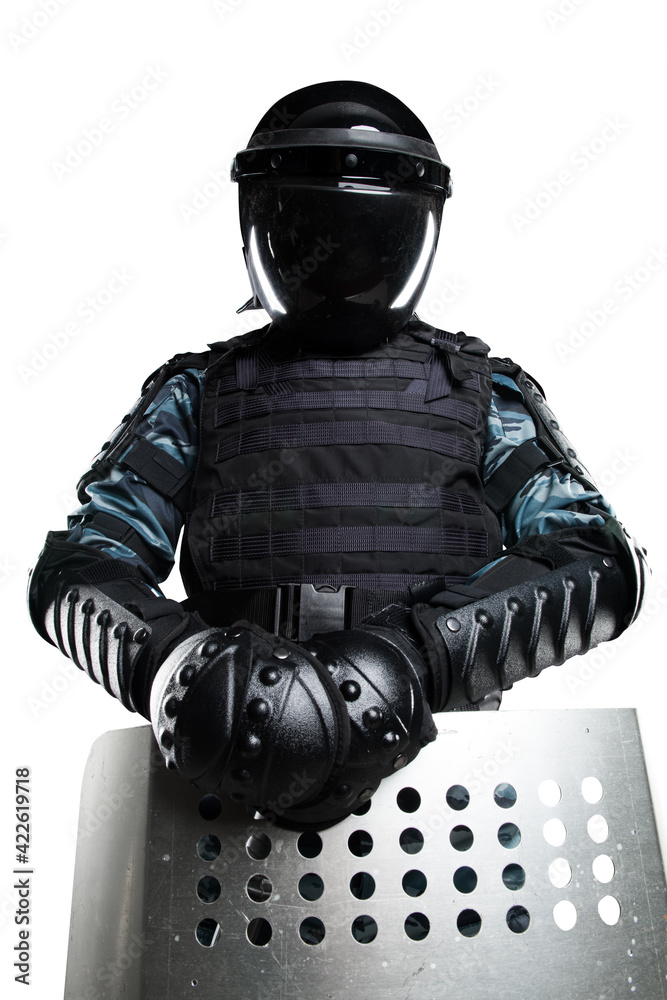 Pd Baton Soldiers in full uniform with armor, baton, protective shield. Uniform ...