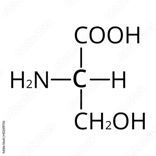 Serine amino acid. Chemical molecular formula Serine amino acid. Vector illustration on isolated background