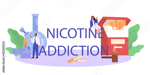Addiction typographic header. Idea of medical treatment for addicted people.