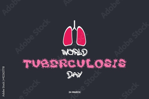 World Tuberculosis Day illustration. Lungs icon isolated on black background. TB Day Poster, March 24. Healthcare awareness day for medical science and people   