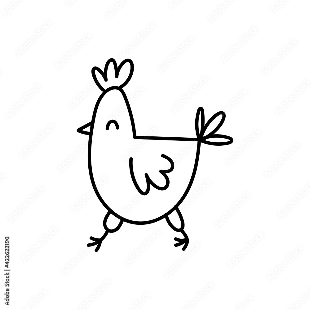 Chicken hand drawn outline doodle icon. Vector sketch illustration for print, web, mobile and infographics Chicken hand drawn outline doodle icon. Vector sketch illustration for print, web, mobile and infographics