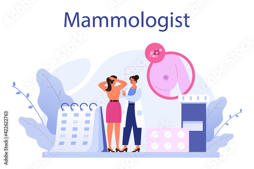 Mammologist concept. Consultation with doctor about breast disease