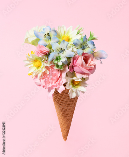 Floral ice cream cone