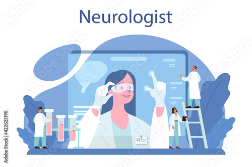 Neurologist concept. Doctor examine human brain. Idea of doctor caring