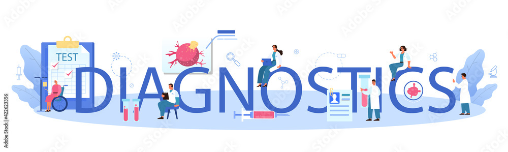 Diagnostics typographic header. Professional oncologist cancer disease