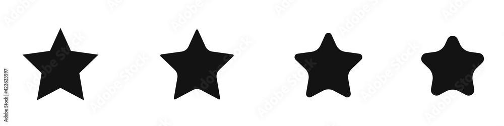 Set of stars with different shaped corners isolated on white background. Vector illustration Set of stars with different shaped corners isolated on white background. Vector illustration
