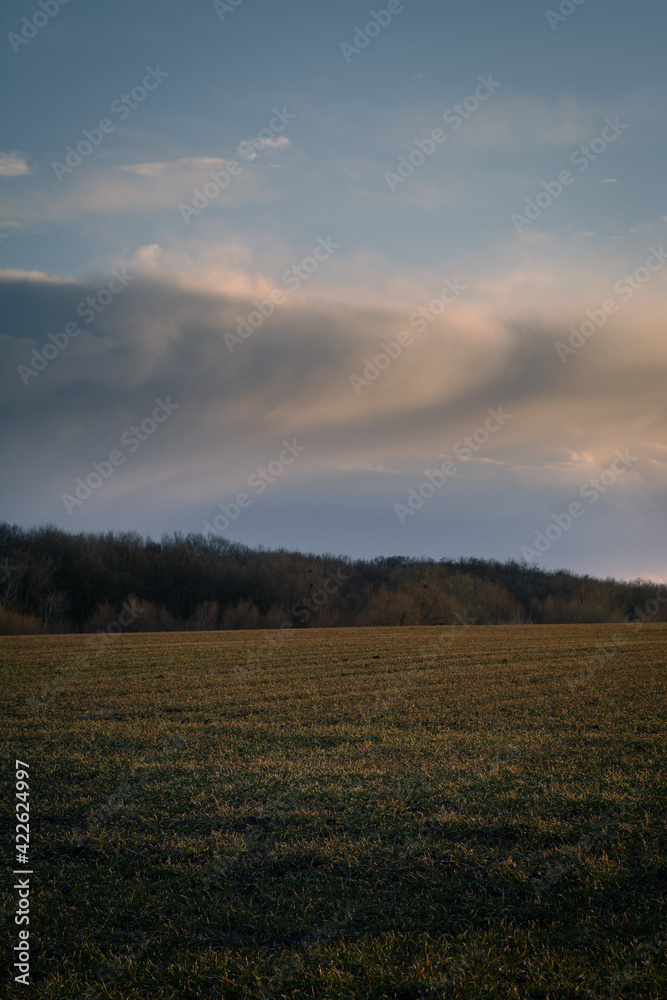 Early spring rural landscape. Sping in countriside