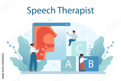 Speech therapist concept. Didactic correction and treatment idea.