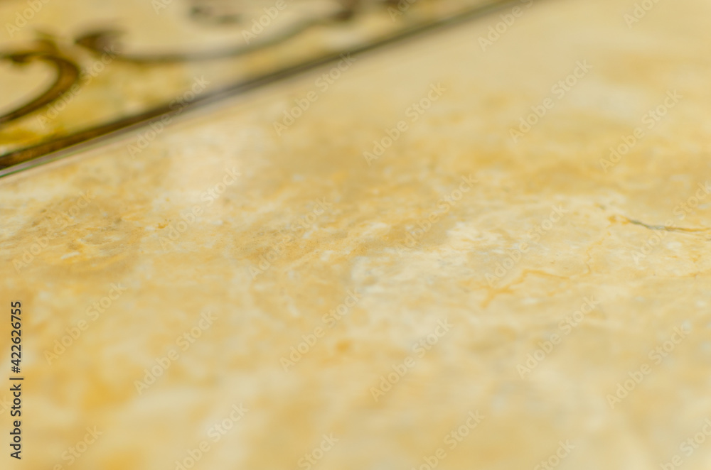 Patterned marble floor in the kitchen.