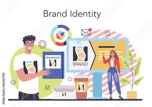 Brand concept. Marketing strategy and unique design of a company