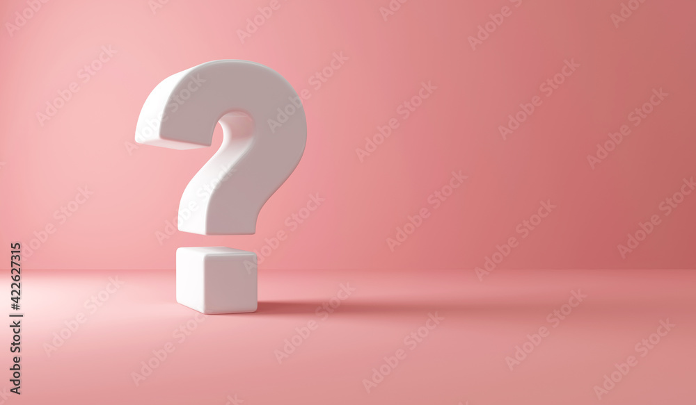 Question Mark on pink studio background Question Mark on pink studio background