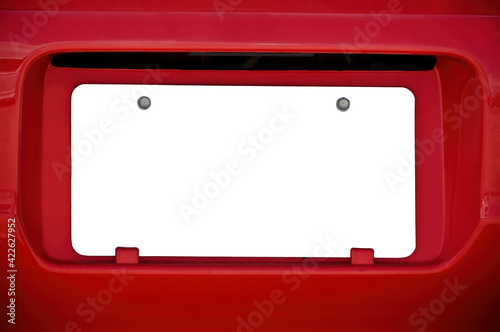 White Blank License Plate On Red Car REVISED