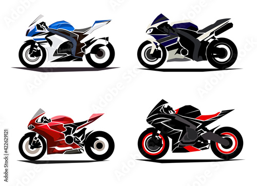 Sport motorcycle moto technic drawing. vector icon