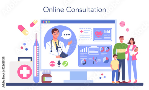 Family doctor online service or platform. Healthcare, modern
