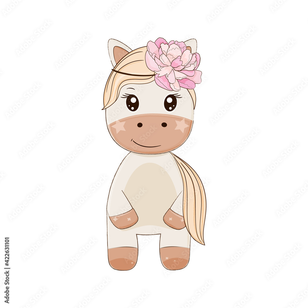 Cute baby pony horse. Vector cartoon illustration. Cute baby pony horse. Vector cartoon illustration.