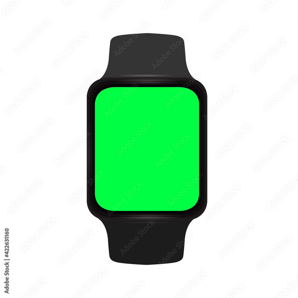 Apple Watch. Smart Watch Realistic Vector Mockup with Green Chromakey screen. Vector illustration Apple Watch. Smart Watch Realistic Vector Mockup with Green Chromakey screen. Vector illustration