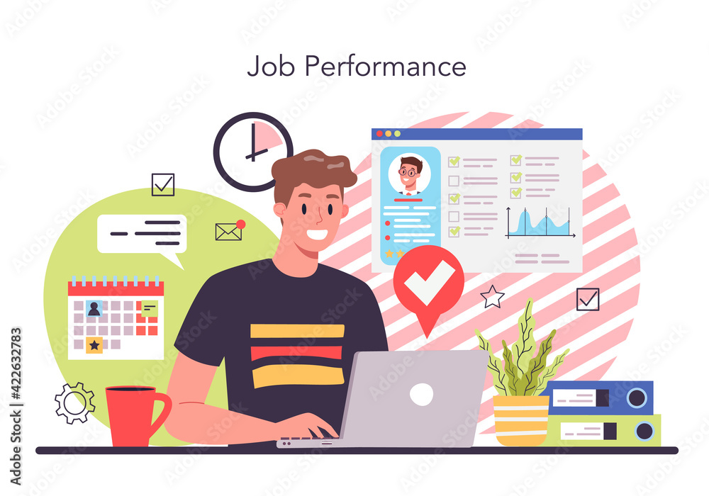 Job performance concept. Personnel management and empolyee Job performance concept. Personnel management and empolyee