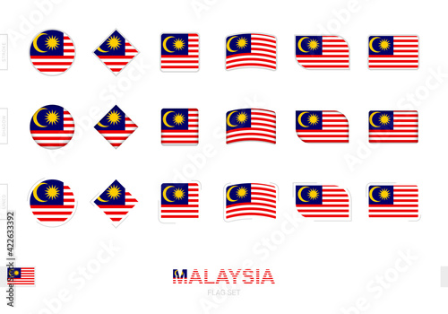 Malaysia flag set, simple flags of Malaysia with three different effects.