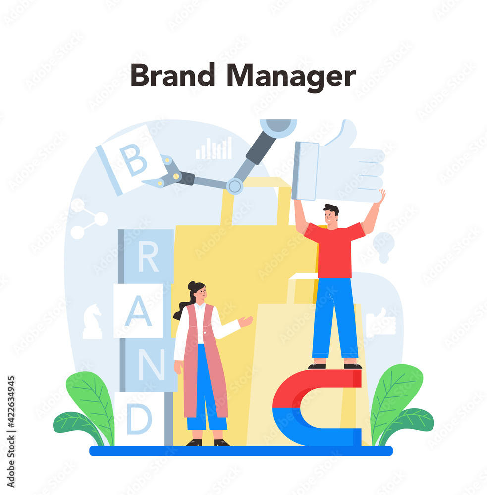 Brand manager concept. Business specialist create unique design