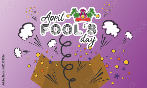 April fool day banner. Funny crazy joke box - Vector