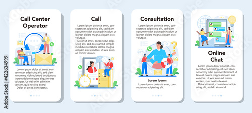 Call center or technical support mobile application banner set