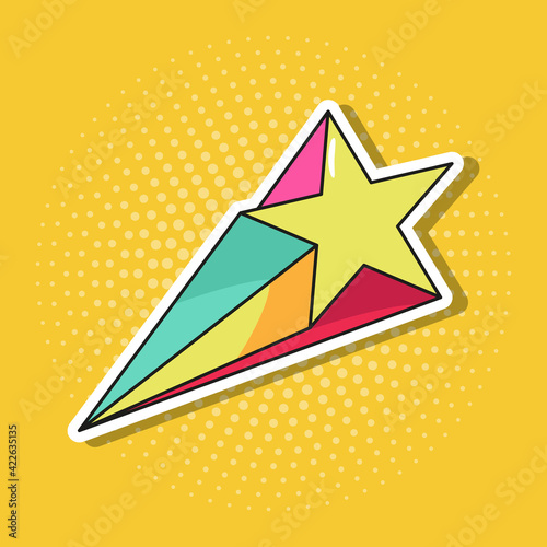 shooting star in pop art style sticker