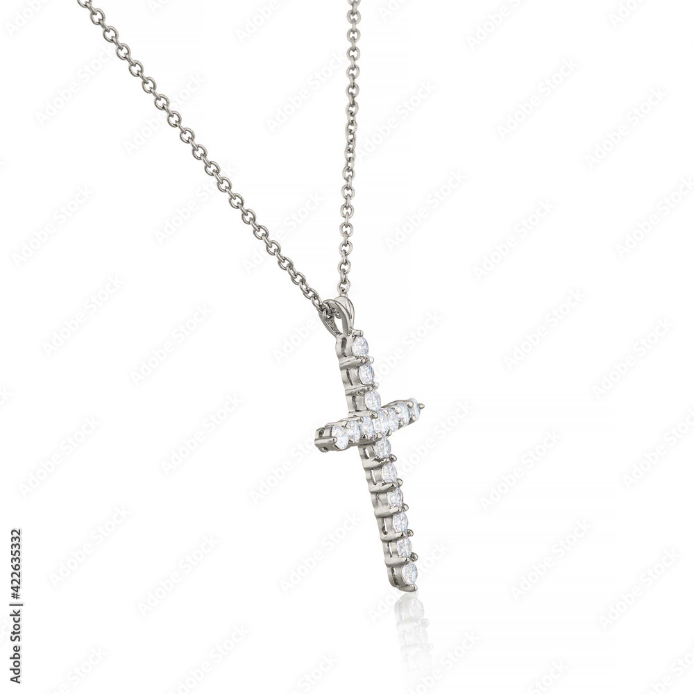 silver necklace isolated on white