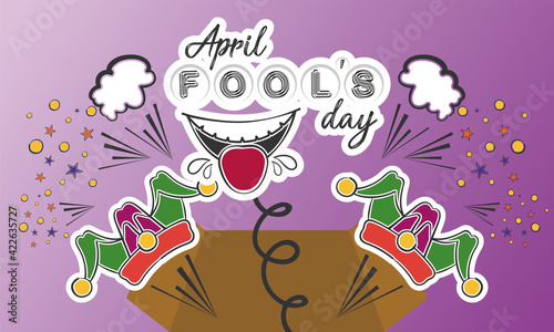 April fool day banner. Funny crazy joke box - Vector