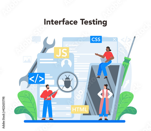Frontend development concept. Website interface design improvement.